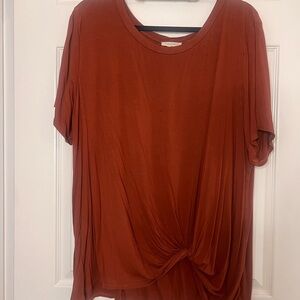 French Pastry Brown Tie Front Relaxed Tee